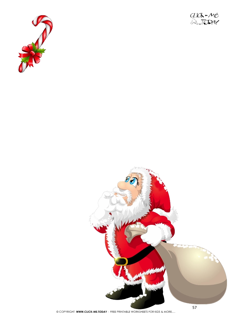 Funny letter to Santa writing paper Santa and candy cane 57
